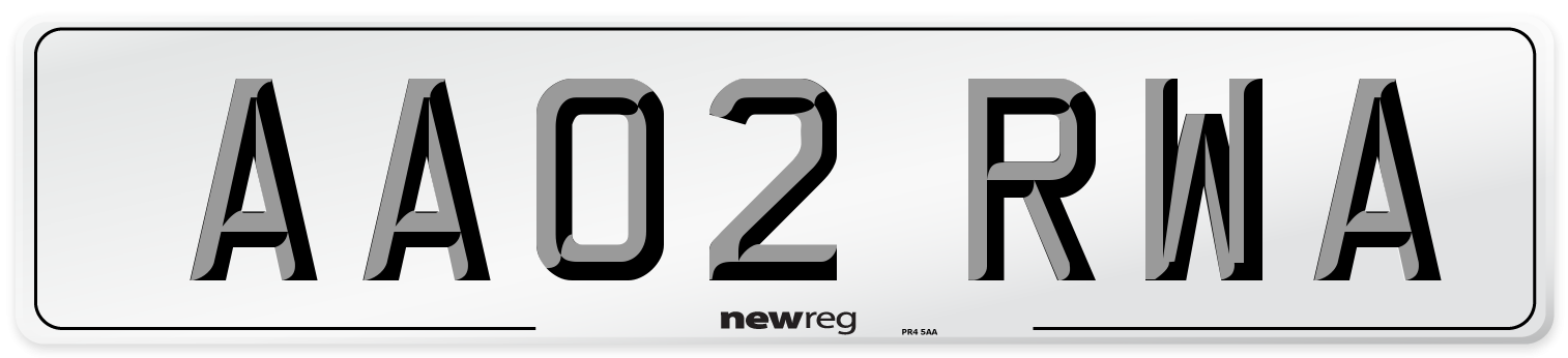 AA02 RWA Number Plate from New Reg